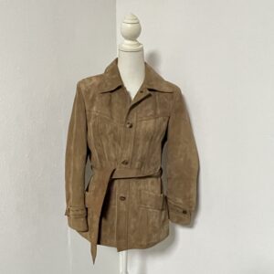 Vintage suede jas met ceintuur mt S