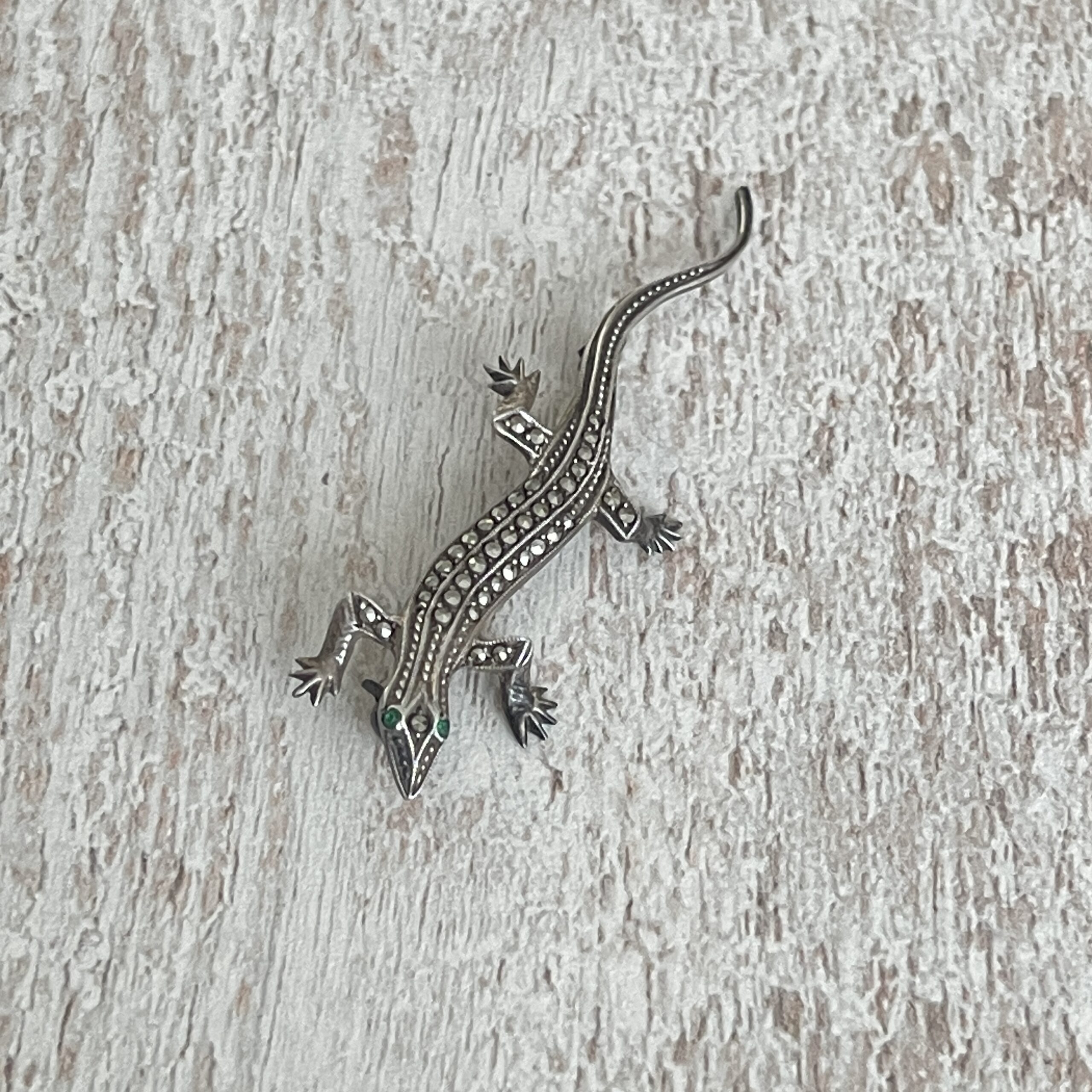 Vintage zilveren broche hagedis - Afbeelding 2