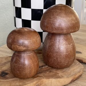 Setje vintage houten paddestoelen