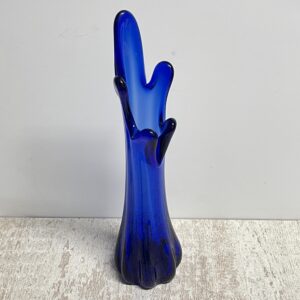 Vintage 'Swung' vaas kobaltblauw