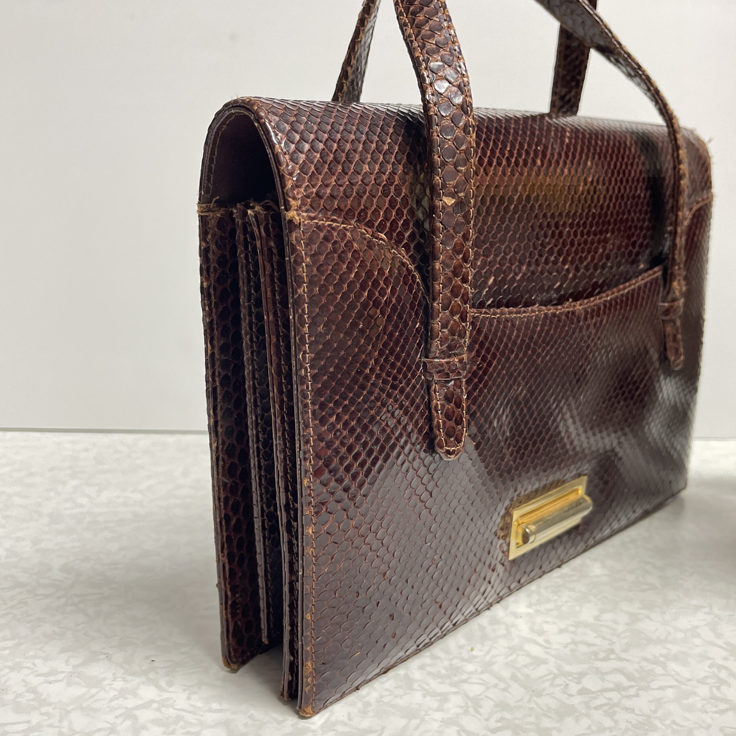Vintage slangenleren tas Jackie O. - Afbeelding 2