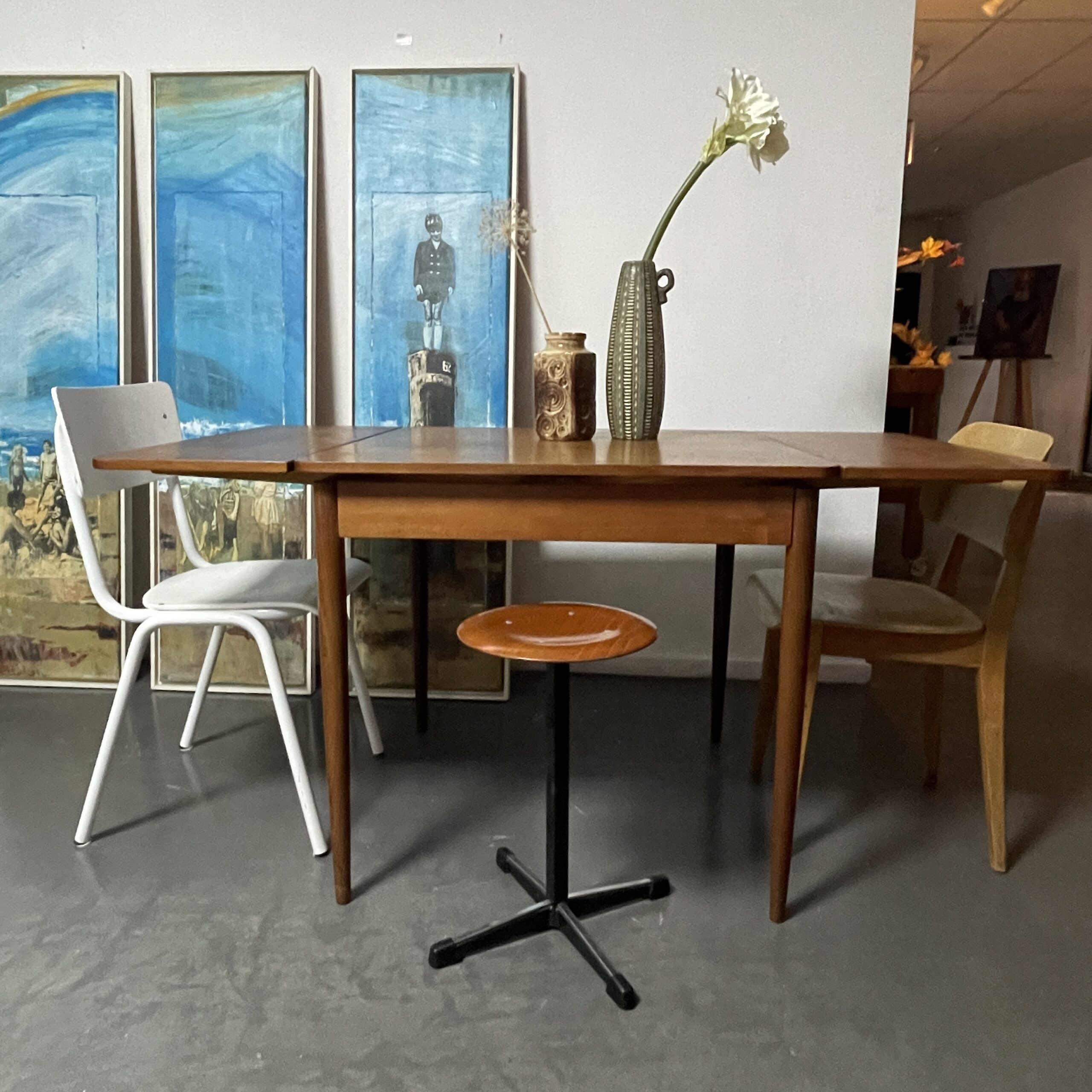 Vintage Scandi teak eettafel uitschuifbaar